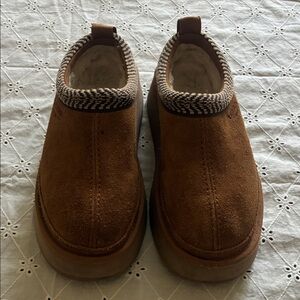 Koolaburra Tan Suede Mules with Plush Lining